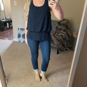 Navy Tank with Lace